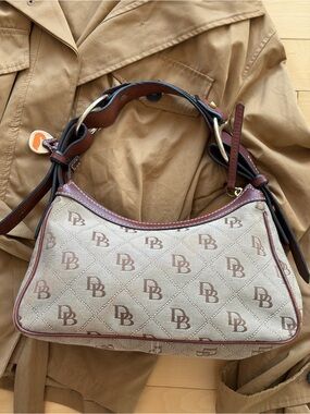 Dooney & Bourke Tan and Brown Signature Canvas and Leather Hobo Bag